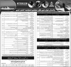 Join Pakistan Navy as Civilian jobs 2023